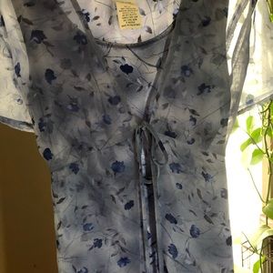 3/$20 Pretty Purple Floral Dress with Sheer Duster